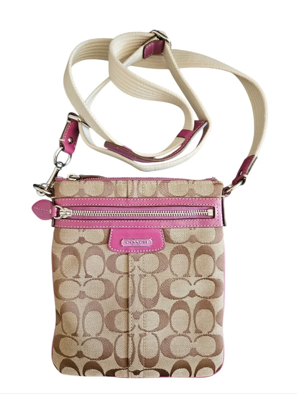 Vintage Y2K Coach Signature Canvas Swingpack Purple Crossbody Bag